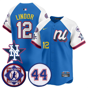 Men's New York Mets National League 2025 MLB All-Star Jersey V3 - All Stitched Francisco Lindor   - 12