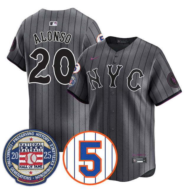 Men's New York Mets Number Retirement & Hall of Fame Gold Jersey CITY CONNECT#20 PETE ALONSO