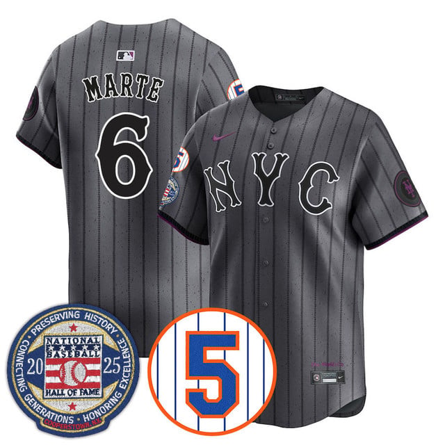 Men's New York Mets Number Retirement & Hall of Fame Gold Jersey CITY CONNECT#6 STARLING MARTE
