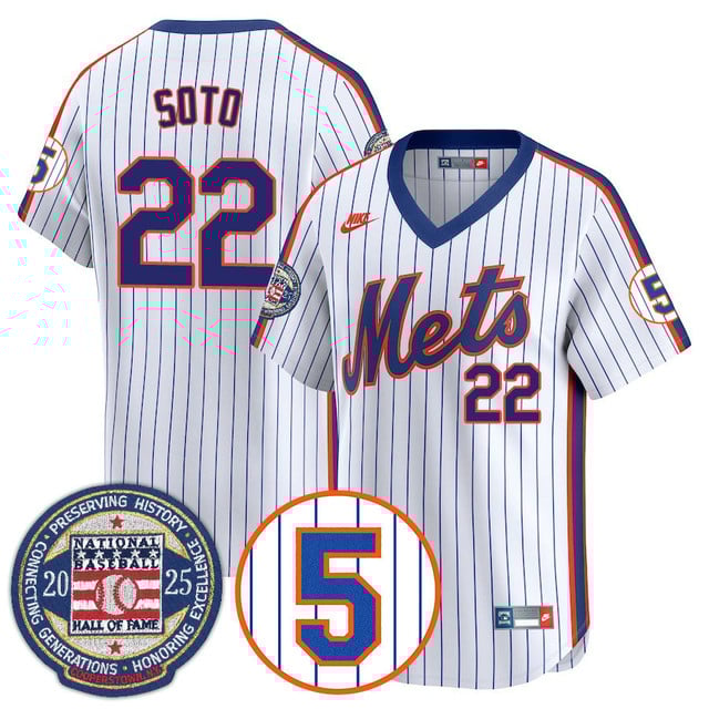 Men's New York Mets Number Retirement & Hall of Fame Gold Jersey THROWBACK COOPERSTOWN#22 JUAN SOTO