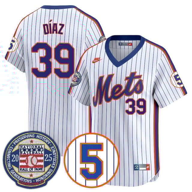 Men's New York Mets Number Retirement & Hall of Fame Gold Jersey THROWBACK COOPERSTOWN#39 EDWIN DIAZ
