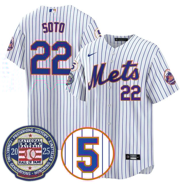 Men's New York Mets Number Retirement & Hall of Fame Gold Jersey WHITE#22 JUAN SOTO