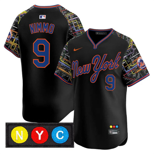 Men's New York Mets Subway Style Vapor Premier Limited Jersey BLACK #9 BRANDON NIMMO.webp