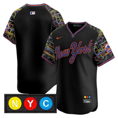 Men's New York Mets Subway Style Vapor Premier Limited Jersey BLACK BLANK.webp
