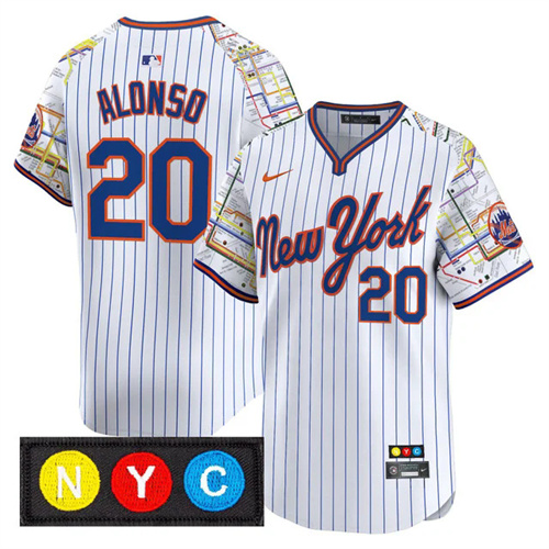 Men's New York Mets Subway Style Vapor Premier Limited Jersey PINSTRIPE #20 PETE ALONSO.webp