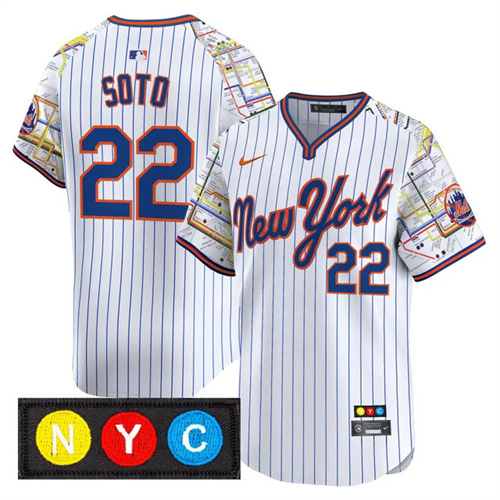 Men's New York Mets Subway Style Vapor Premier Limited Jersey PINSTRIPE #22 JUAN SOTO.webp