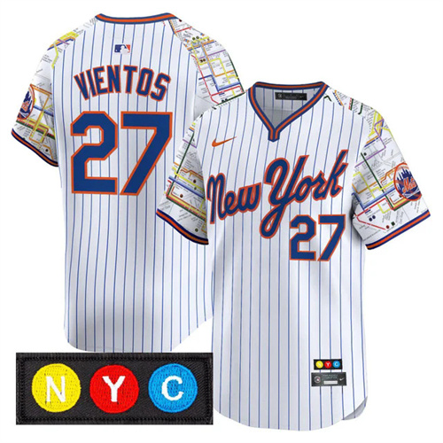 Men's New York Mets Subway Style Vapor Premier Limited Jersey PINSTRIPE #27 MARK VIENTOS.webp