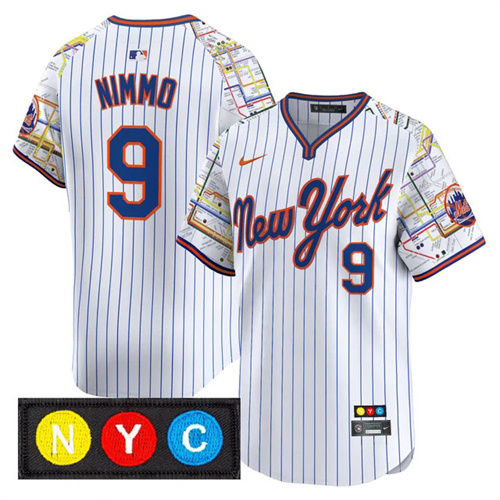 Men's New York Mets Subway Style Vapor Premier Limited Jersey PINSTRIPE #9 BRANDON NIMMO.webp