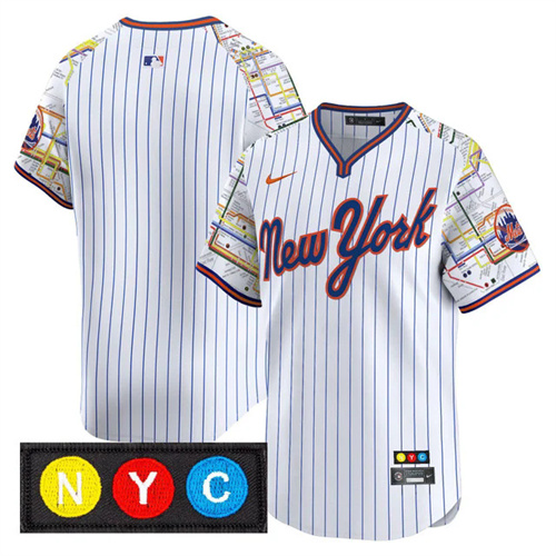 Men's New York Mets Subway Style Vapor Premier Limited Jersey PINSTRIPE BLANK.webp