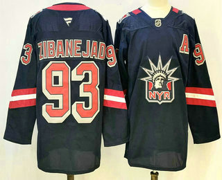 Men's New York Rangers #93 Mika Zibanejad Navy Reverse Retro Authentic Jersey