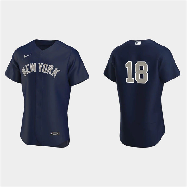 Men's New York Yankees #18 Andrew Benintendi Navy Gray Alternate 2nd FlexBase Player Jersey