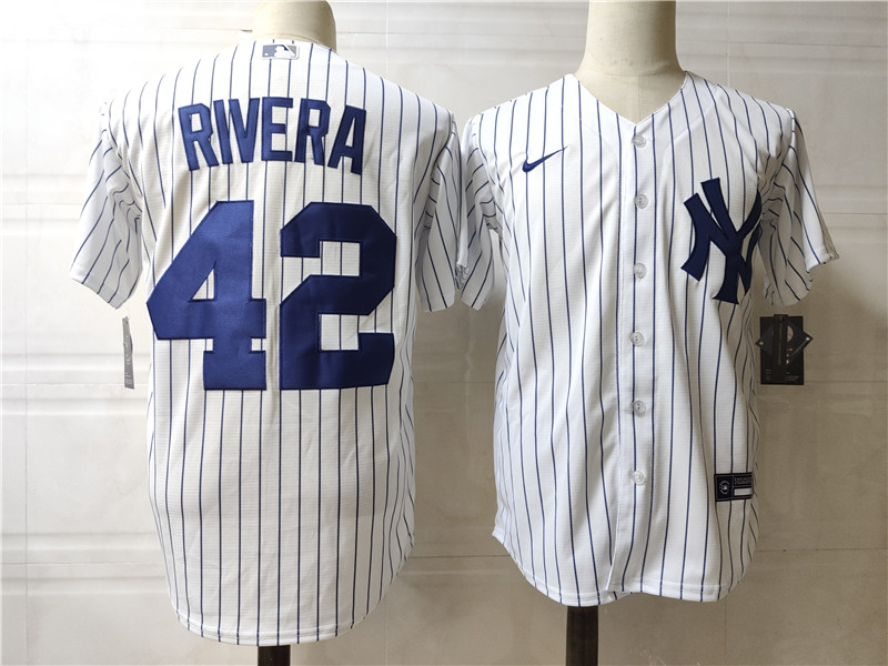 Men's New York Yankees #42 Mariano Rivera Nike White Home Cool Base Baseball Jersey -with Name on back