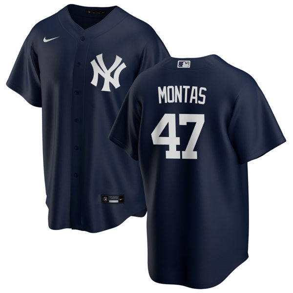 Men's New York Yankees #47 Frankie Montas Navy Alternate With Name Cool Base Jersey
