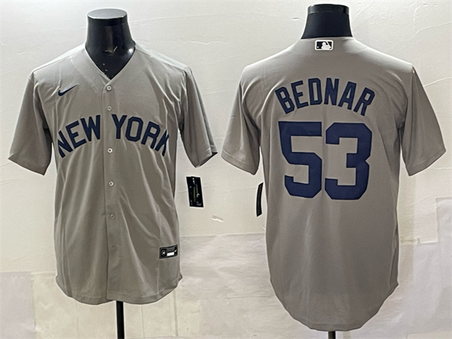 Men's New York Yankees #53 David Bednar Grey Stitched Baseball Jersey