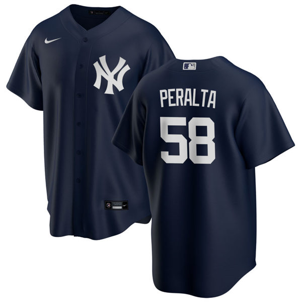 Men's New York Yankees #58 Wandy Peralta Navy Alternate With Name Cool Base Jersey