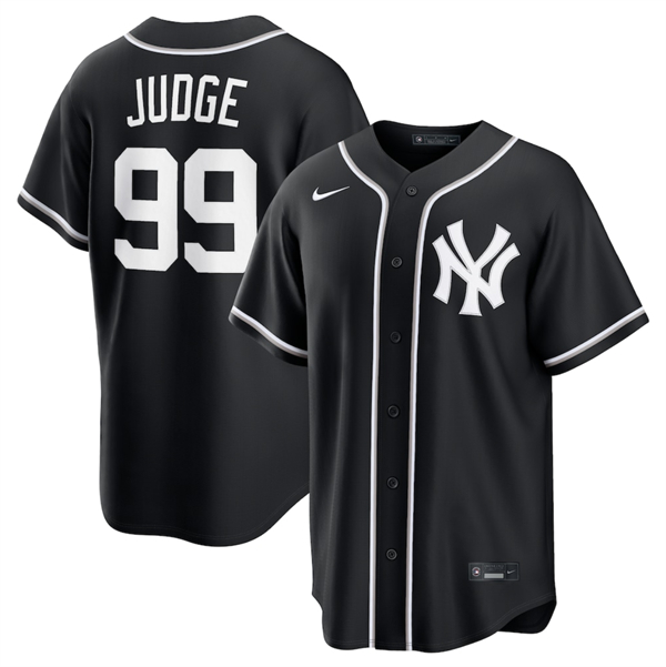 Men's New York Yankees #99 Aaron Judge Black Out Stitched Baseball Jersey