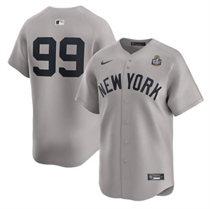 Men's New York Yankees #99 Aaron Judge Gray 2024 World Series Limited Stitched Baseball Jersey