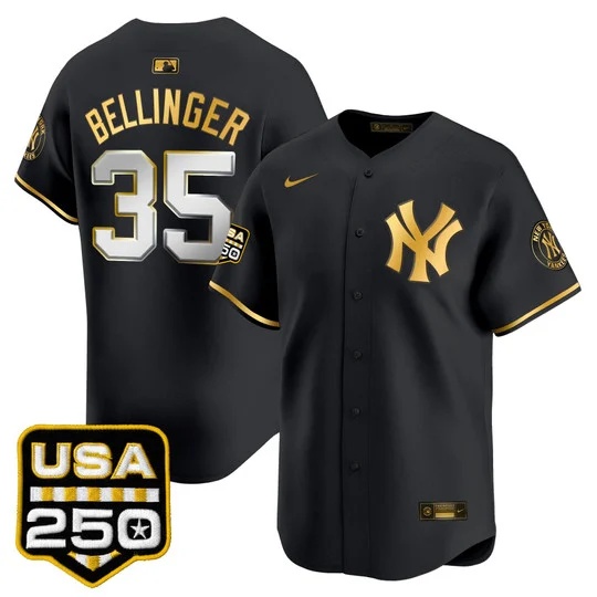 Men's New York Yankees 250America Patch Vapor Premier Limited Jersey BLACK GLOD#35 CODY BELLINGER