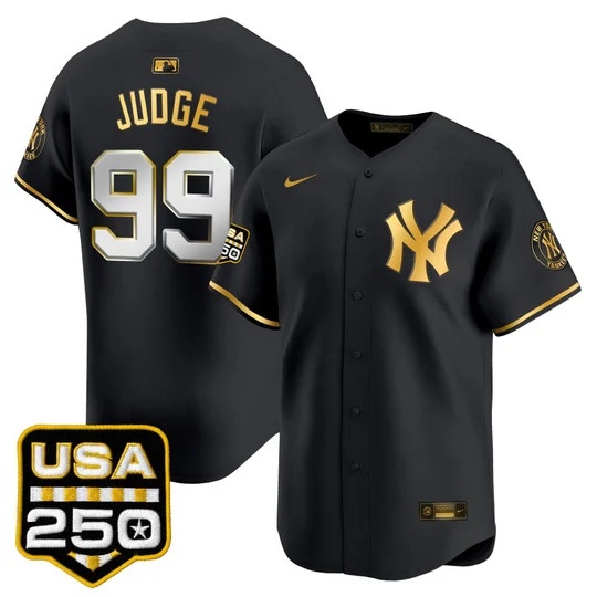 Men's New York Yankees 250America Patch Vapor Premier Limited Jersey BLACK GLOD#99 AARON JUDGE