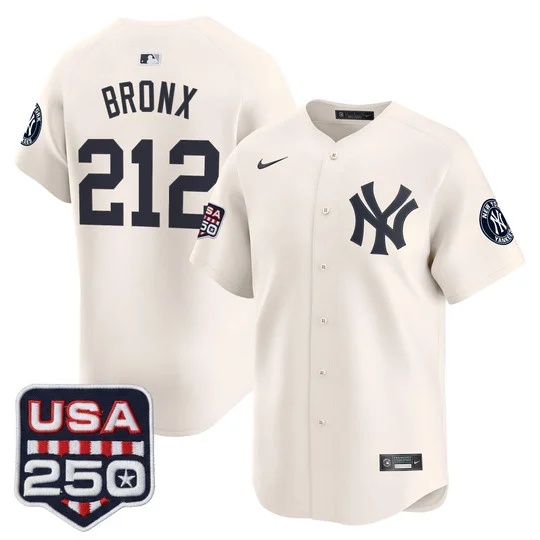 Men's New York Yankees 250America Patch Vapor Premier Limited Jersey CREAM#212 BRONX