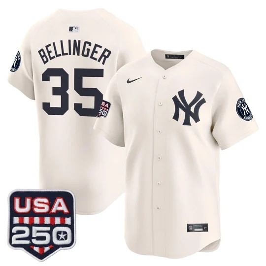 Men's New York Yankees 250America Patch Vapor Premier Limited Jersey CREAM#35 CODY BELLINGER