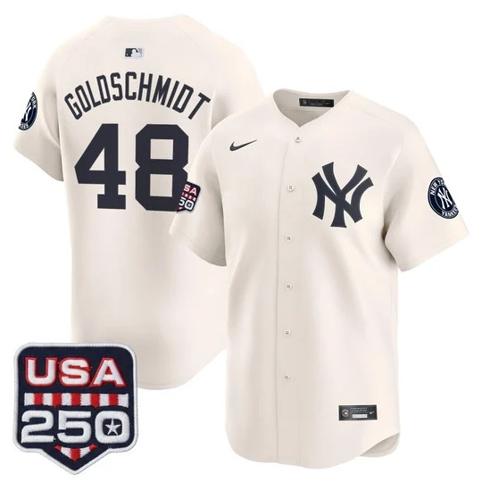 Men's New York Yankees 250America Patch Vapor Premier Limited Jersey CREAM#48 PAUL GOLDSCHMIDT