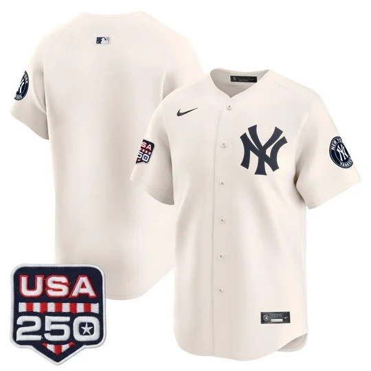 Men's New York Yankees 250America Patch Vapor Premier Limited Jersey CREAM BLANK