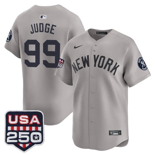 Men's New York Yankees 250America Patch Vapor Premier Limited Jersey GRAY#99 AARON JUDGE