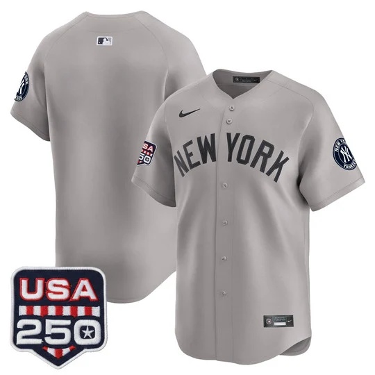 Men's New York Yankees 250America Patch Vapor Premier Limited Jersey GRAY BLANK
