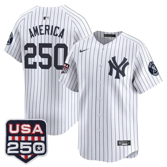 Men's New York Yankees 250America Patch Vapor Premier Limited Jersey WHITE #250 AMERICA