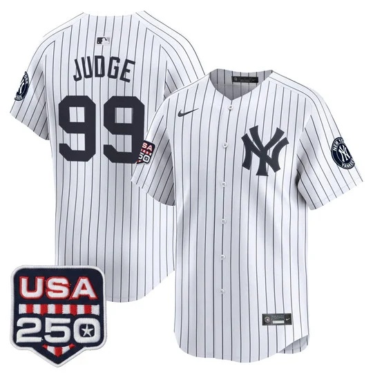 Men's New York Yankees 250America Patch Vapor Premier Limited Jersey WHITE #99 AARON JUDGE