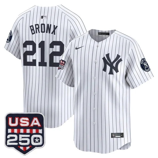 Men's New York Yankees 250America Patch Vapor Premier Limited Jersey WHITE#212 BRONX