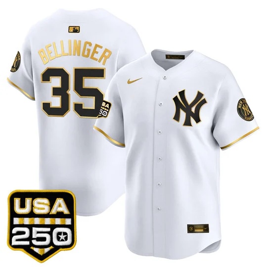Men's New York Yankees 250America Patch Vapor Premier Limited Jersey WHITE GLOD#35 CODY BELLINGER