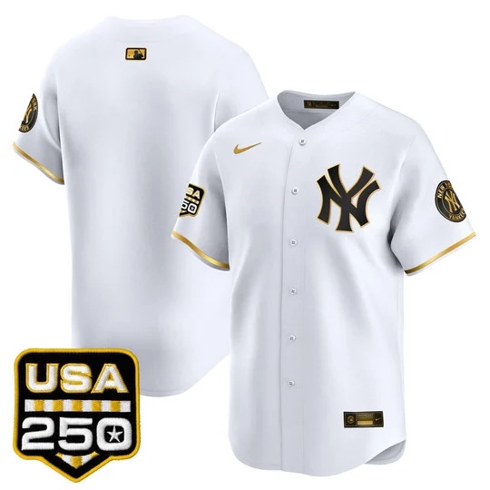 Men's New York Yankees 250America Patch Vapor Premier Limited Jersey WHITE GLOD BLANK