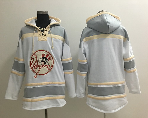 Men's New York Yankees Blank White Baseball MLB Hoodie