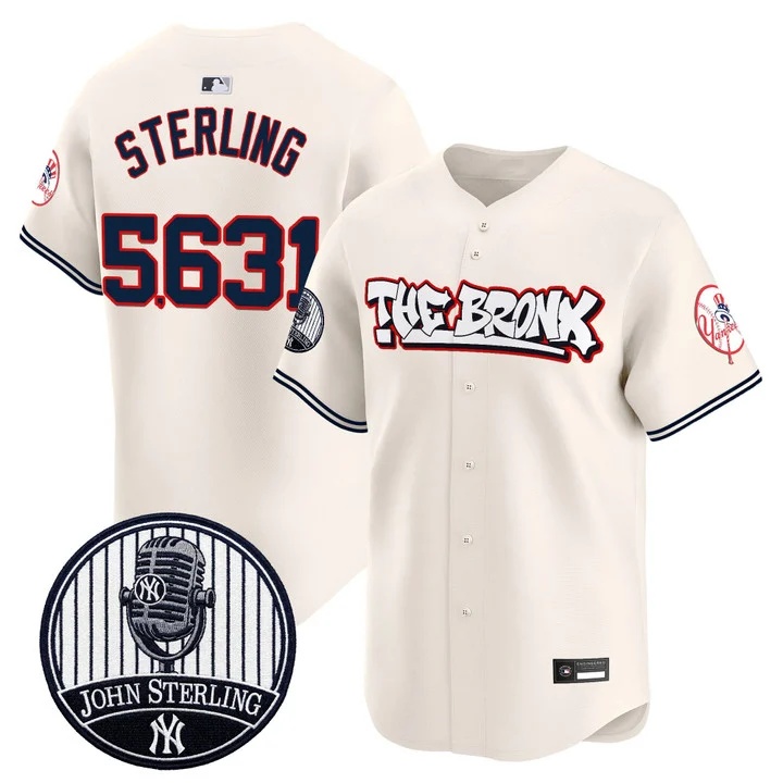 Men's New York Yankees The Bronx Graffiti Vapor Premier Limited Jersey #5631 JOHN STERLING