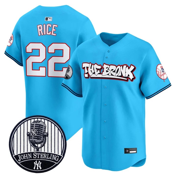 Men's New York Yankees The Bronx Graffiti Vapor Premier Limited Jersey BLUE #22 BEN RICE