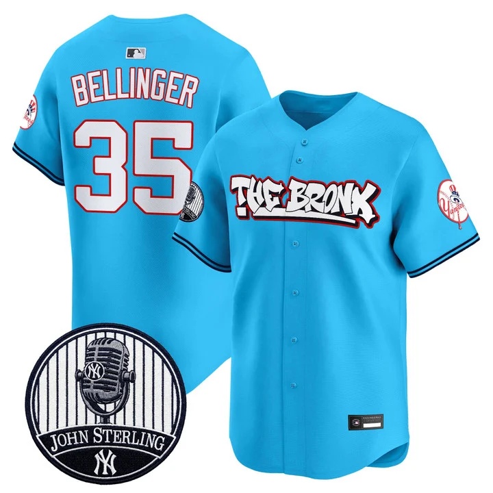Men's New York Yankees The Bronx Graffiti Vapor Premier Limited Jersey BLUE #35 CODY BELLINGER