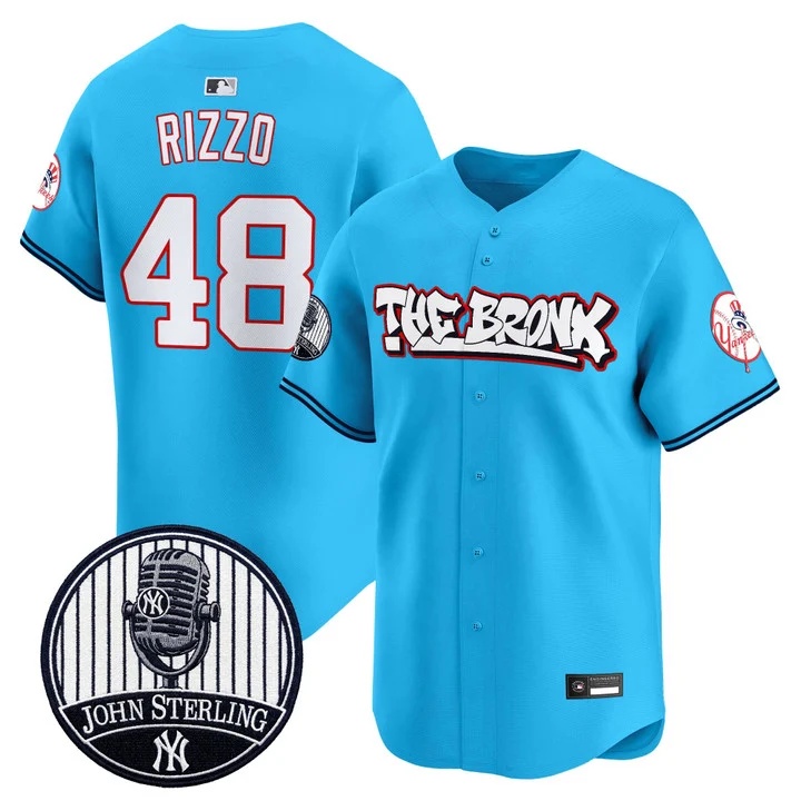 Men's New York Yankees The Bronx Graffiti Vapor Premier Limited Jersey BLUE #48 ANTHONY RIZZO