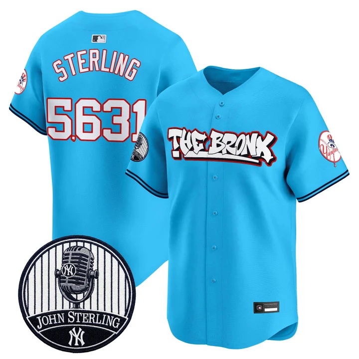 Men's New York Yankees The Bronx Graffiti Vapor Premier Limited Jersey BLUE #5631 JOHN STERLING