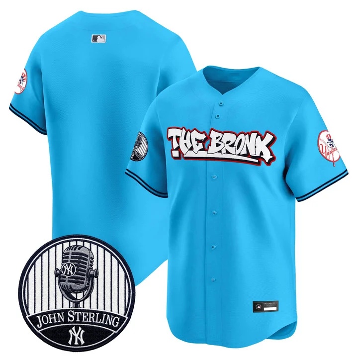Men's New York Yankees The Bronx Graffiti Vapor Premier Limited Jersey BLUE BLANK