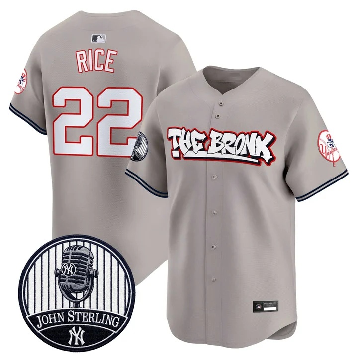 Men's New York Yankees The Bronx Graffiti Vapor Premier Limited Jersey GRAY #22 BEN RICE