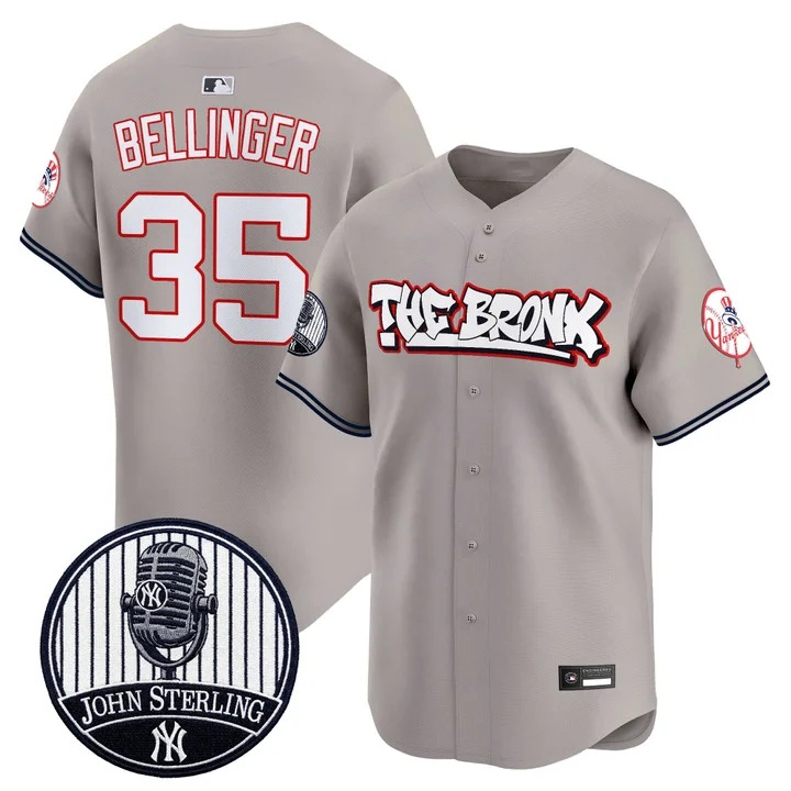 Men's New York Yankees The Bronx Graffiti Vapor Premier Limited Jersey GRAY #35 CODY BELLINGER