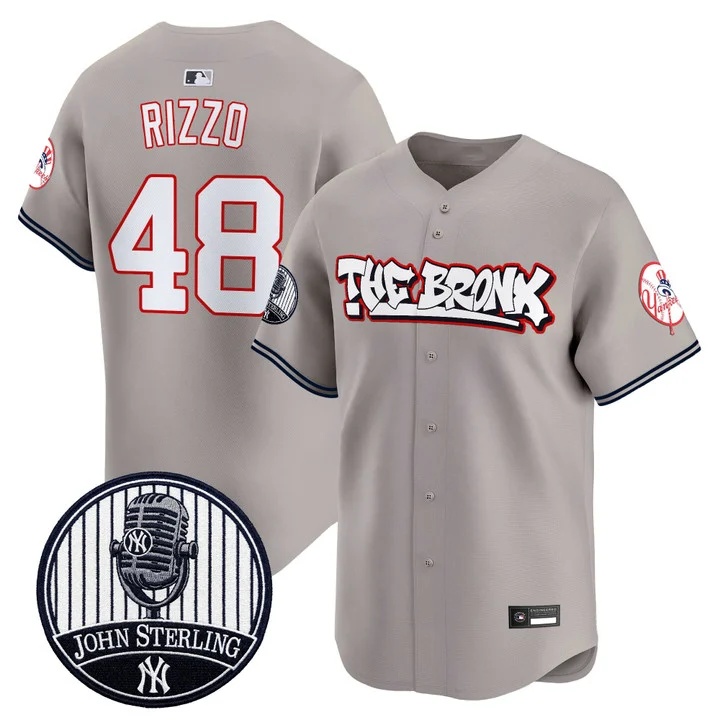 Men's New York Yankees The Bronx Graffiti Vapor Premier Limited Jersey GRAY #48 ANTHONY RIZZO