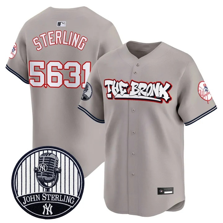 Men's New York Yankees The Bronx Graffiti Vapor Premier Limited Jersey GRAY #5631 JOHN STERLING