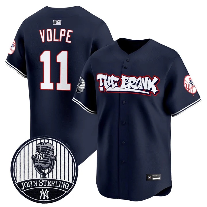Men's New York Yankees The Bronx Graffiti Vapor Premier Limited Jersey NAVY #11 ANTHONY VOLPE