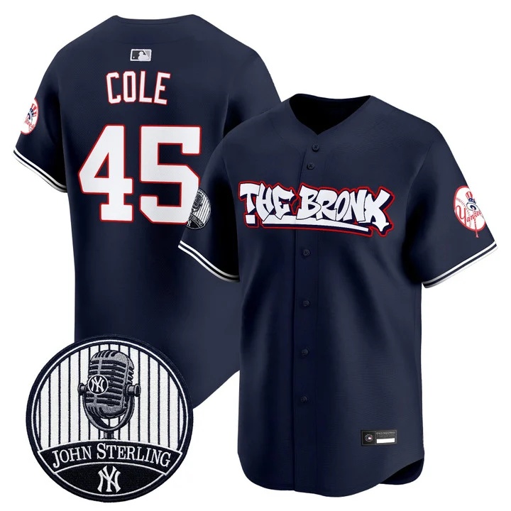 Men's New York Yankees The Bronx Graffiti Vapor Premier Limited Jersey NAVY #45 GERRIT COLE