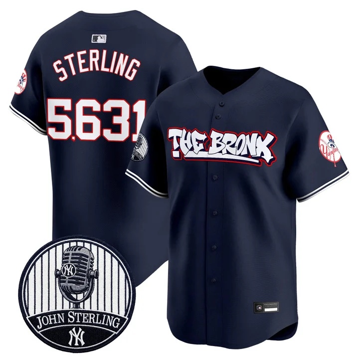 Men's New York Yankees The Bronx Graffiti Vapor Premier Limited Jersey NAVY #5631 JOHN STERLING