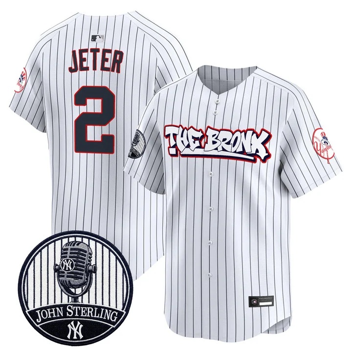 Men's New York Yankees The Bronx Graffiti Vapor Premier Limited Jersey PINSTRIPE #2 DEREK JETER