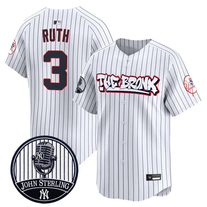 Men's New York Yankees The Bronx Graffiti Vapor Premier Limited Jersey PINSTRIPE #3 BABE RUTH